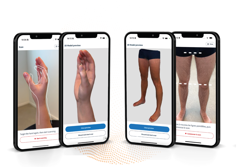 Scan mobile 3D et leur modèle 3D des mains et jambes